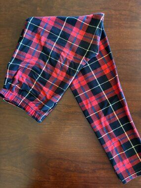 Agnes & Dora Red Plaid Leggings